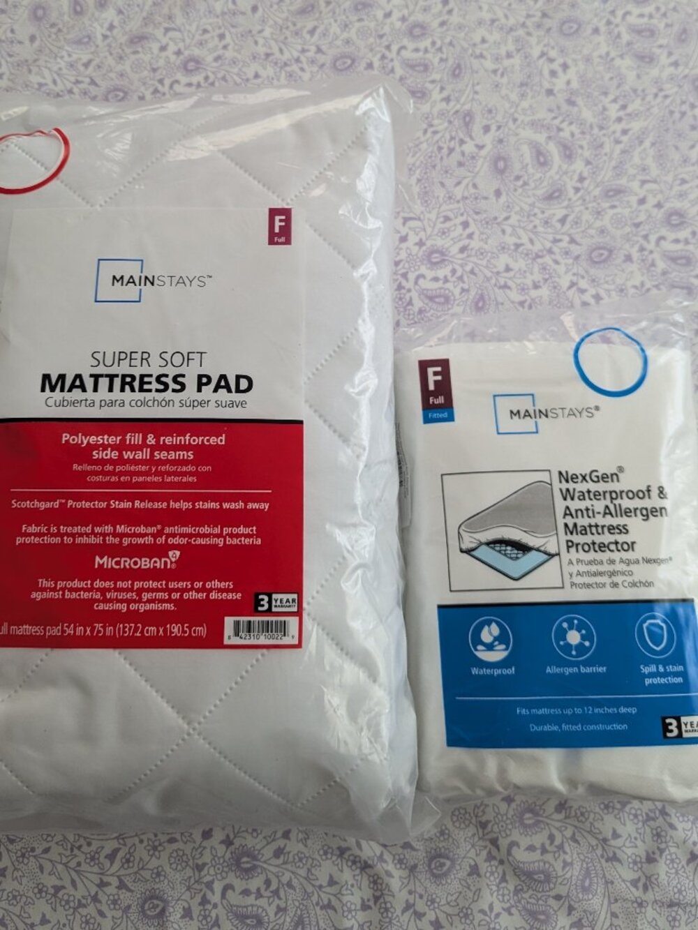 Full size Mattress Pad and Waterproof/Anti-allergen mattress protector NEW